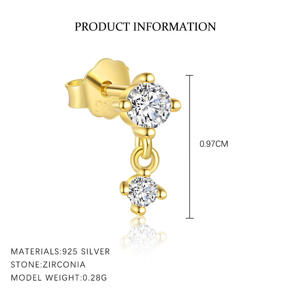 S925 Sterling Silver Four Leaf Clover Ear Stud