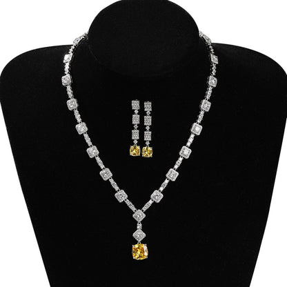 Lumière | Zircon Citrine Necklace & Earring Set for Women