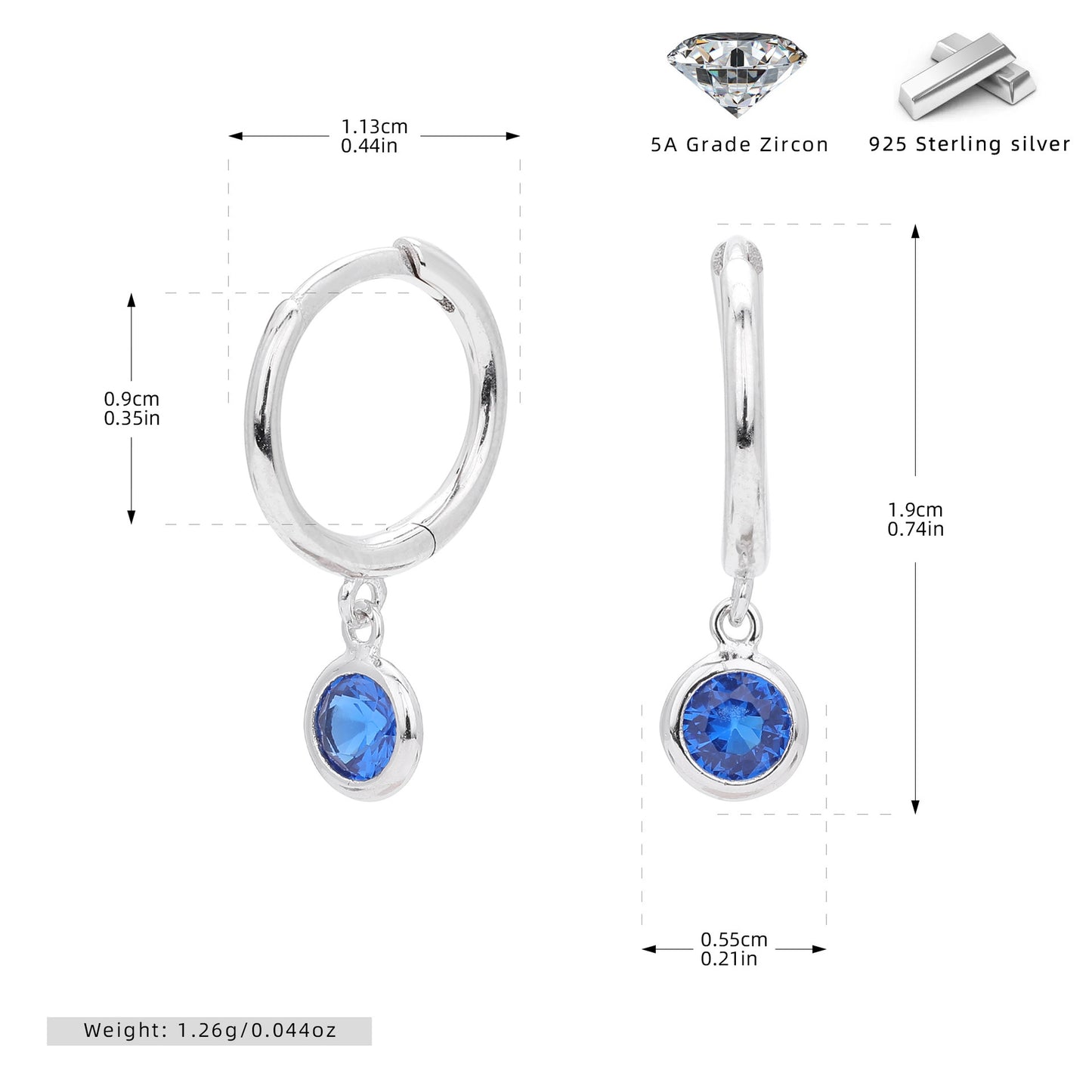 Birthstone  Round Gems Earrings