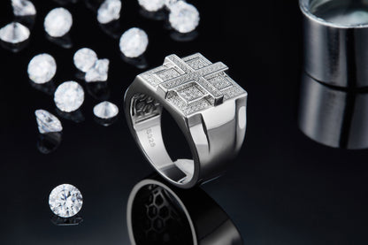 The Crest  Moissanite Silver Ring
