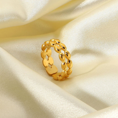 TAYLA 18K Gold Double  Oval Bean Ring