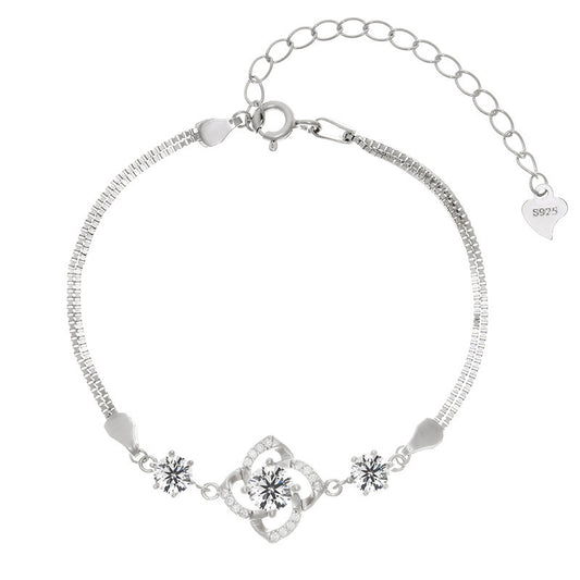 S925 Sterling Silver Four-leaf Clover Bracelet