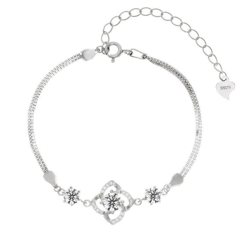 S925 Sterling Silver Four-leaf Clover Bracelet