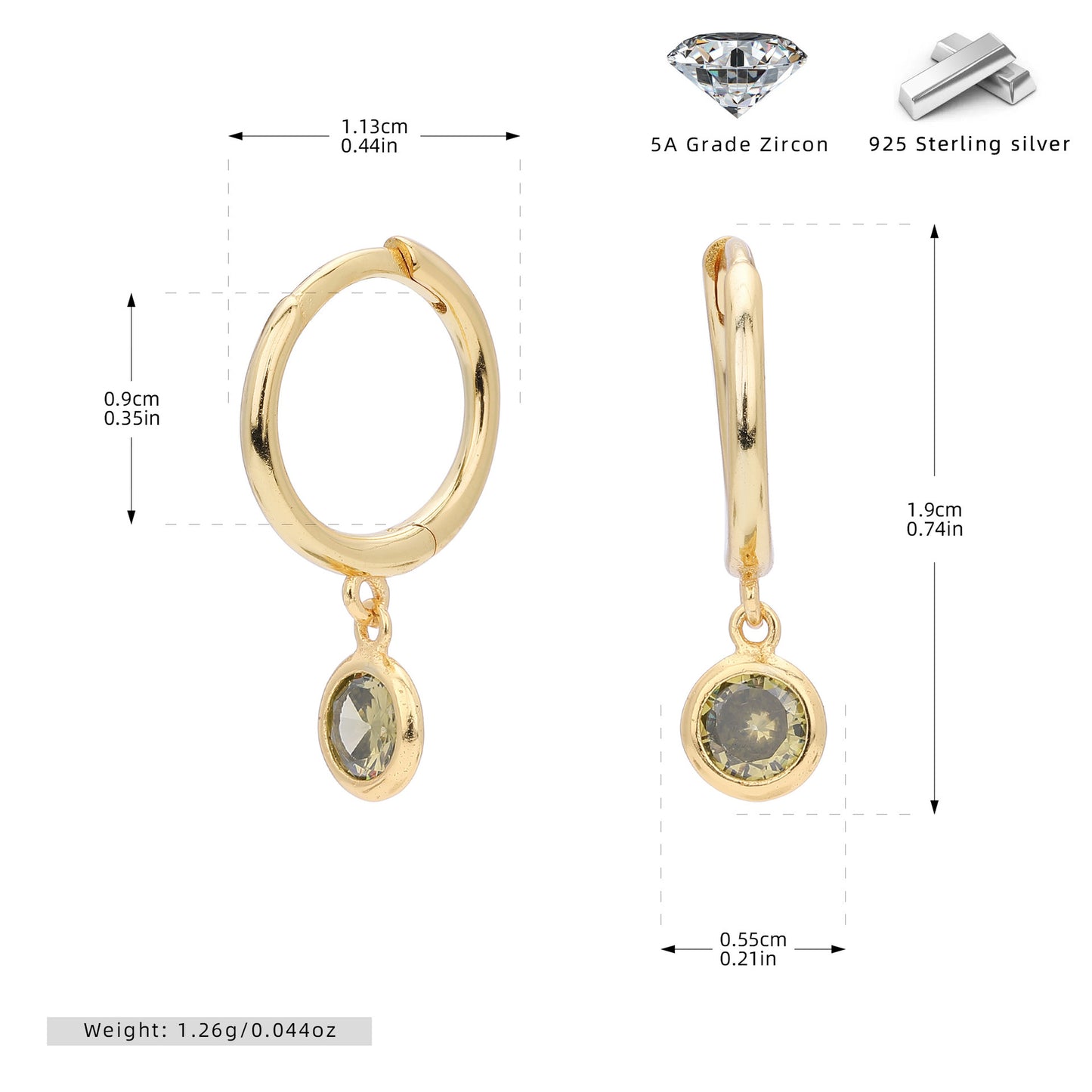 Birthstone  Round Gems Earrings