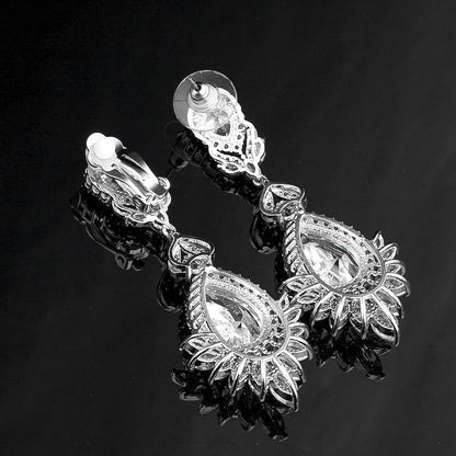 Water Drop Zircon Earrings High Sense Tassel Ear Clip