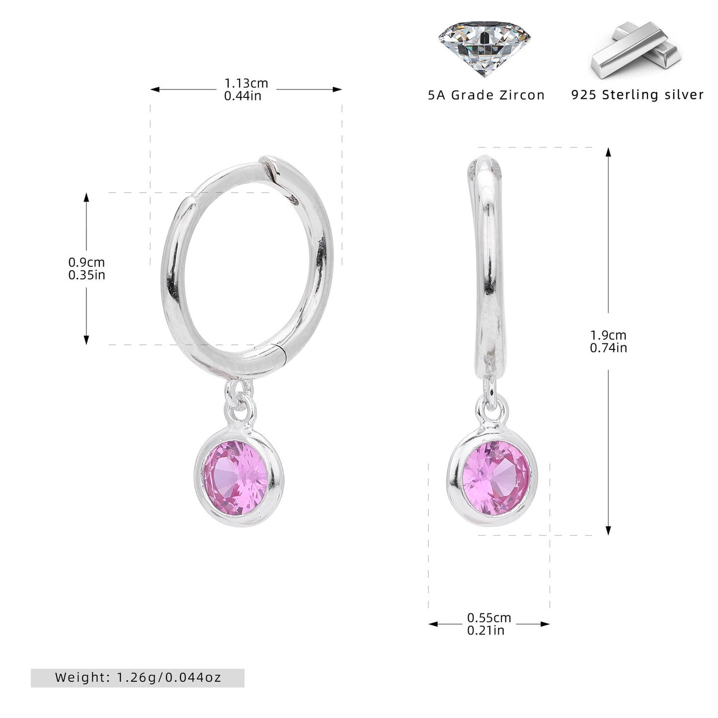 Birthstone  Round Gems Earrings