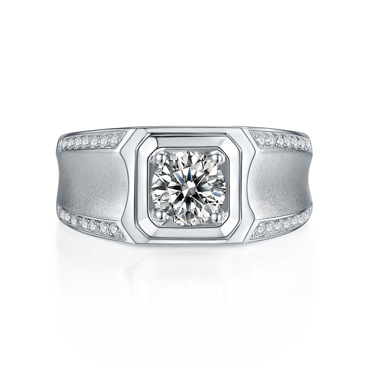 The Apex  1ct Moissanite Platinum-Plated 925 Silver Ring