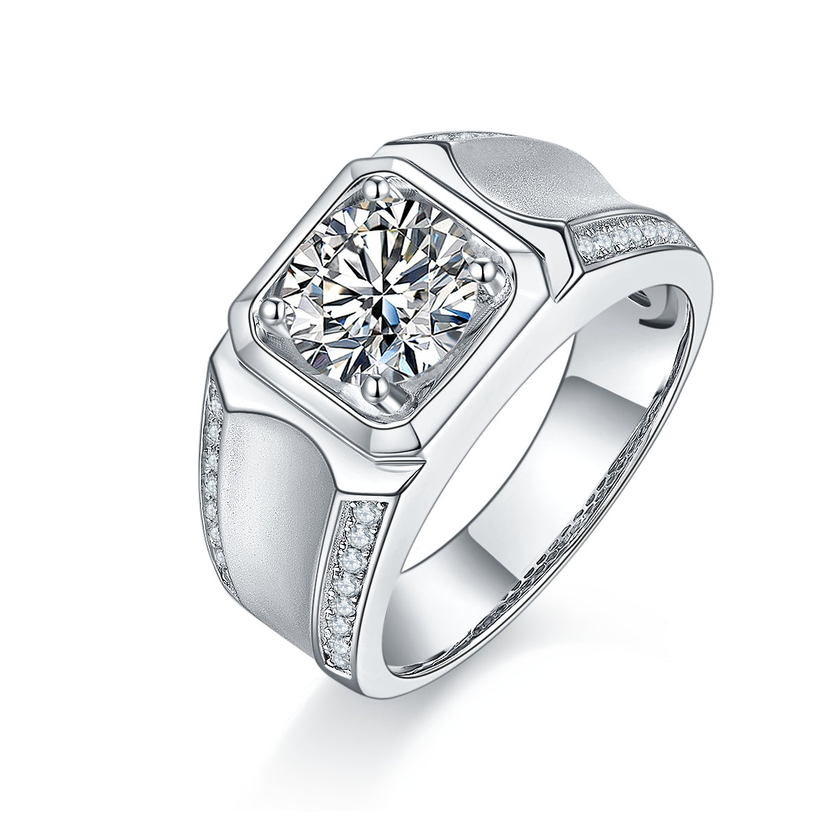 The Apex  1ct Moissanite Platinum-Plated 925 Silver Ring