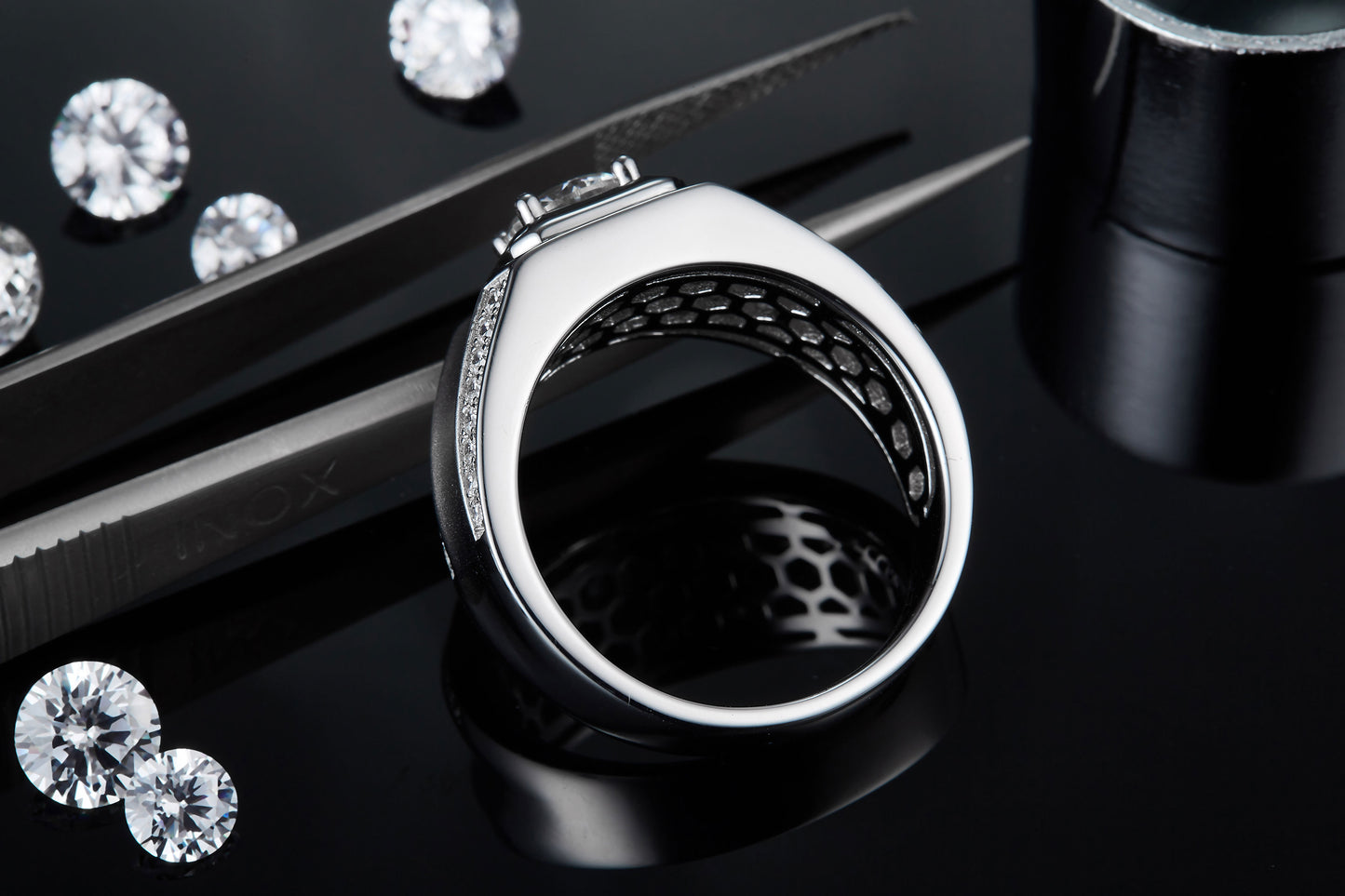 The Apex  1ct Moissanite Platinum-Plated 925 Silver Ring