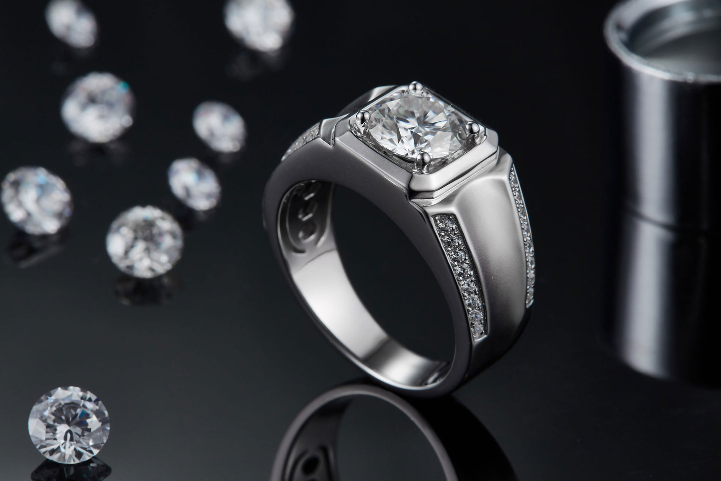 The Apex  1ct Moissanite Platinum-Plated 925 Silver Ring