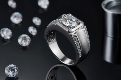 The Apex  1ct Moissanite Platinum-Plated 925 Silver Ring