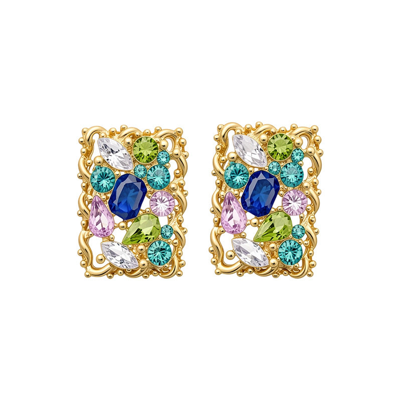 CASSIE Vintage Coloured Stone Earrings - view 2