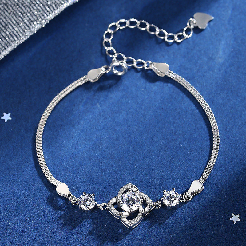 S925 Sterling Silver Four-leaf Clover Bracelet