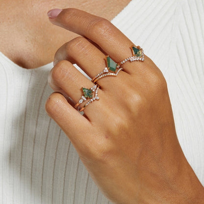 S925 Silver Green Moss Agate Ring