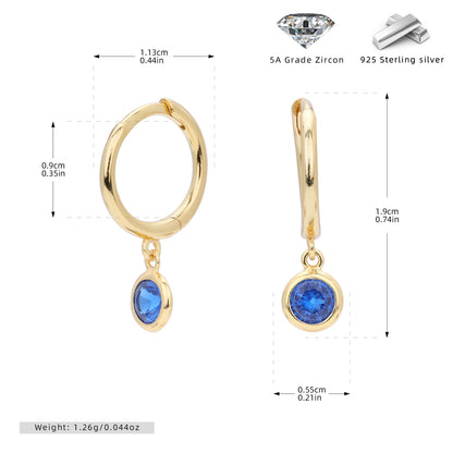Birthstone  Round Gems Earrings