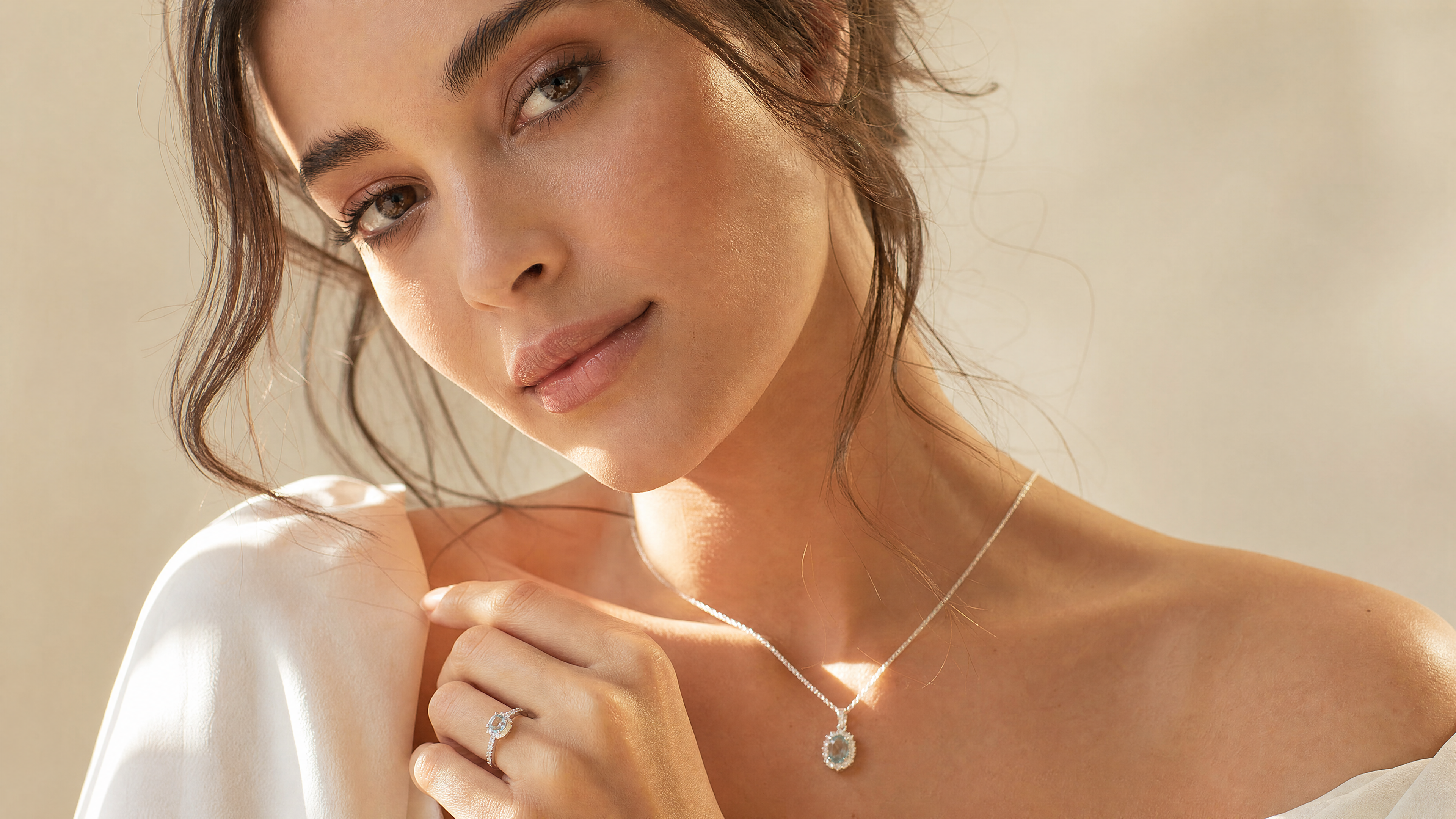 Woman wearing a delicate KAYLUZ necklace