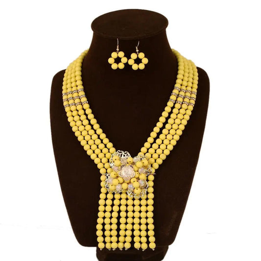 OMARI Set Bridal Necklace Bracelet Two Piece Set - KAYLUZ LTD