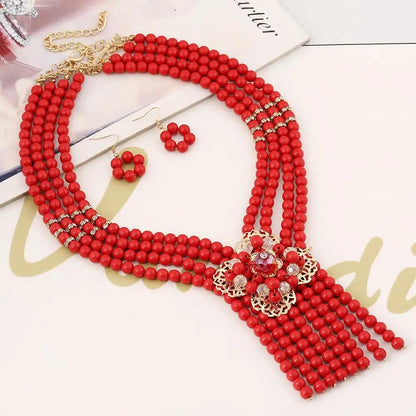 OMARI Set Bridal Necklace Bracelet Two Piece Set - KAYLUZ LTD
