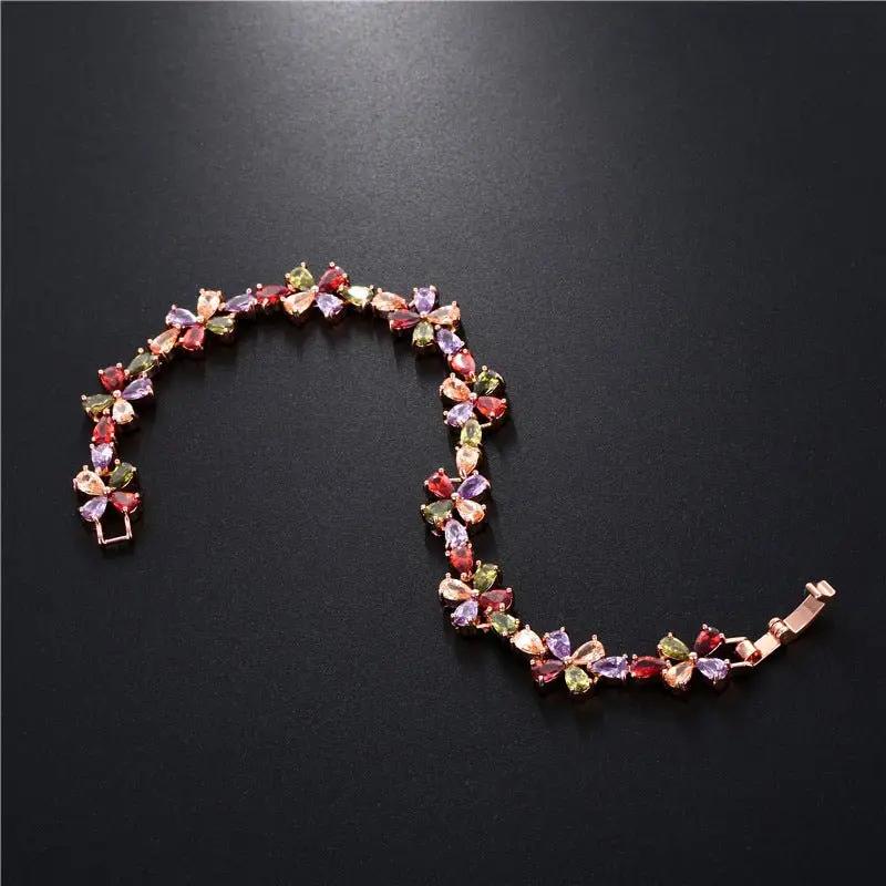 Rose Gold Colorful Zircon Bracelet Women - KAYLUZ LTD