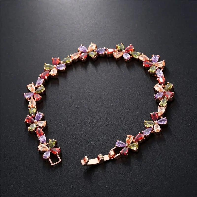 Rose Gold Colorful Zircon Bracelet Women - KAYLUZ LTD