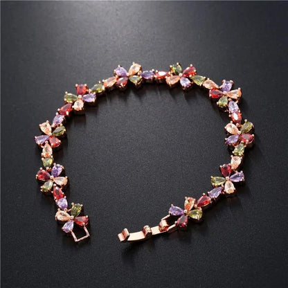 Rose Gold Colorful Zircon Bracelet Women - KAYLUZ LTD