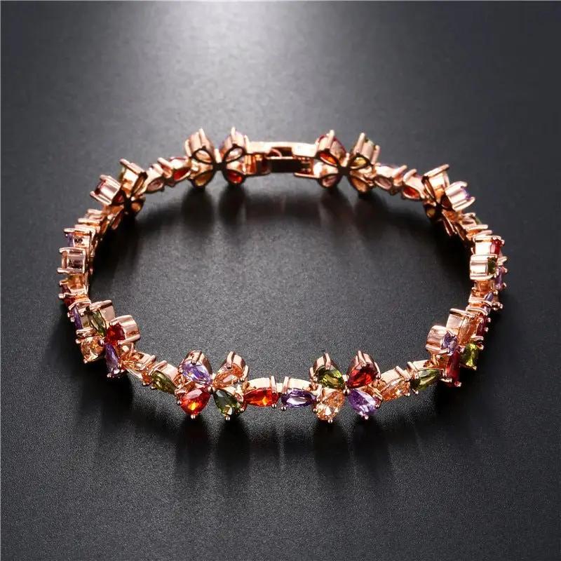 Rose Gold Colorful Zircon Bracelet Women - KAYLUZ LTD