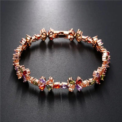 Rose Gold Colorful Zircon Bracelet Women - KAYLUZ LTD