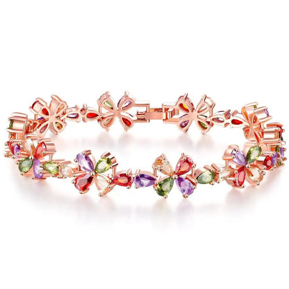 Rose Gold Colorful Zircon Bracelet Women - KAYLUZ LTD