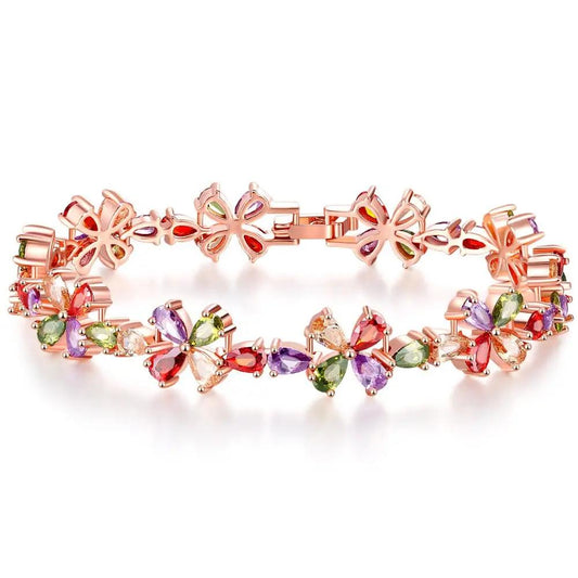 Rose Gold Colorful Zircon Bracelet Women - KAYLUZ LTD