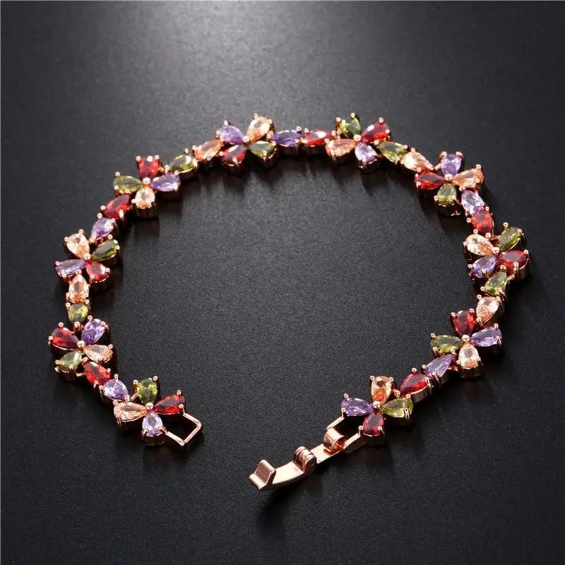 Rose Gold Colorful Zircon Bracelet Women - KAYLUZ LTD